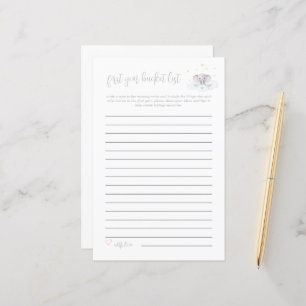 Baby Bucket List Game Olifant Baby shower Grijs