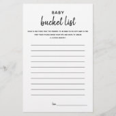 Baby Bucket List Minimalistisch Baby shower game (Voorkant)