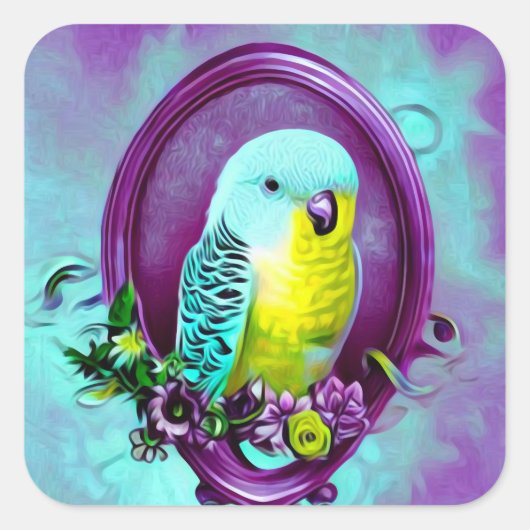 Baby Budgie Vierkante Sticker (Voorkant)