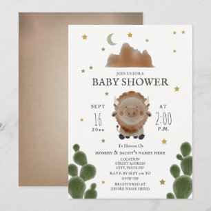 Baby Buffalo Mountain Cactus Stars Baby shower Kaart