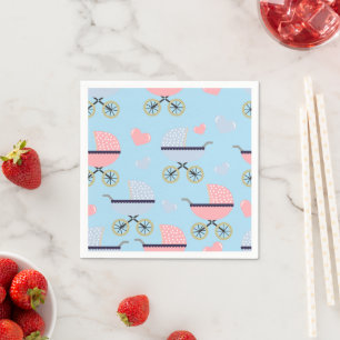 Baby Buggies Roze/Blauw Papier Servet Baby Jongen