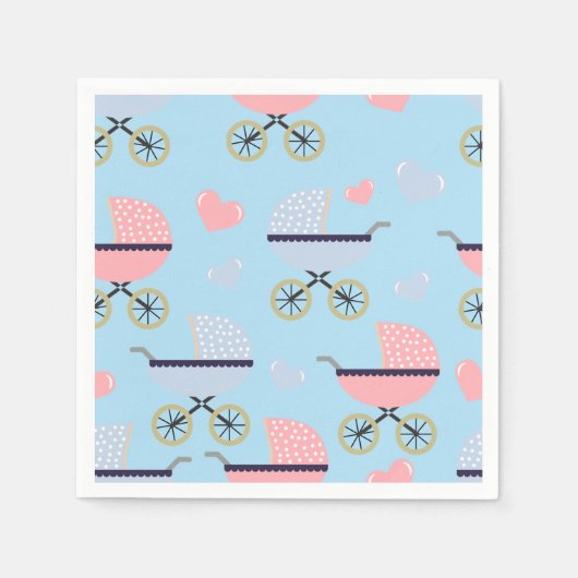 Baby Buggies Roze/Blauw Papier Servet Baby Jongen (Voorkant)