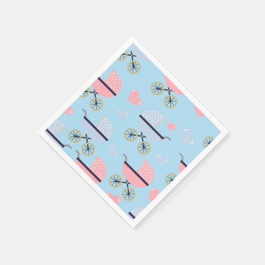 Baby Buggies Roze/Blauw Papier Servet Baby Jongen (Hoek)