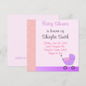 Baby Buggy Baby shower Invitation Kaart (Voorkant / Achterkant)