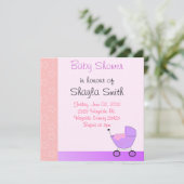 Baby Buggy Baby shower Invitation Kaart (Staand voorkant)