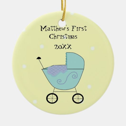 Baby Buggy Baby's Eerste Kerstmis Keramisch Ornament (Voorkant)
