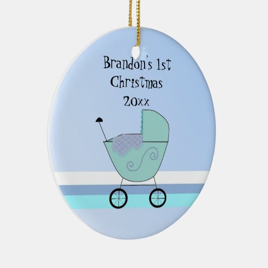 Baby Buggy Eerste Kerstmis Keramisch Ornament (Rechts)