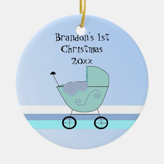 Baby Buggy Eerste Kerstmis Keramisch Ornament (Voorkant)