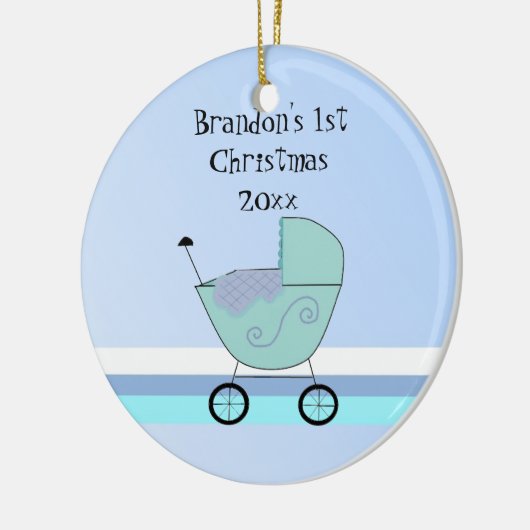 Baby Buggy Eerste Kerstmis Keramisch Ornament (Links)