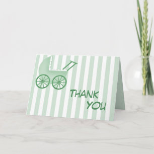 Baby buggy gestreept dank u bedankkaart