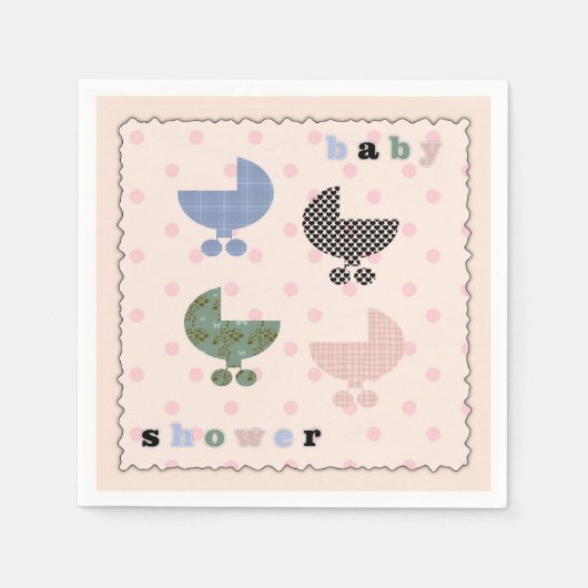 Baby Buggy Girl Baby shower Paper Napkins Servetten (Voorkant)