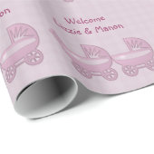 baby buggy voor tweelingmeisjes cadeaupapier (Rol Hoek)