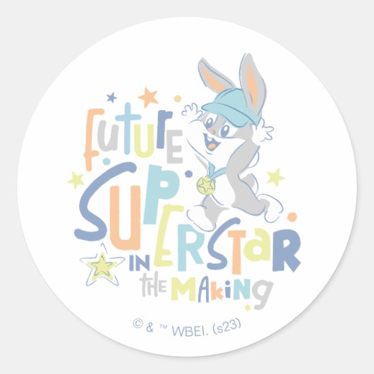 Baby BUGS BUNNY™ Future Superstar in training Ronde Sticker (Voorkant)