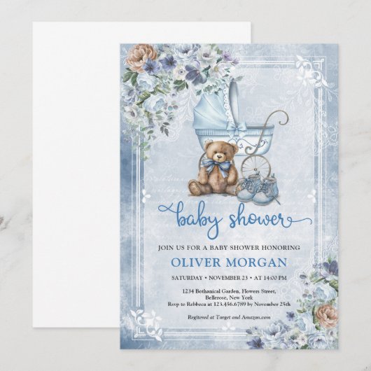  baby, buisjes en bloemen kaart (Voorkant / Achterkant)