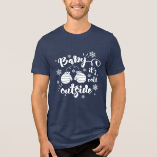 Baby buiten de schattige wintervakantie met mitten Tri-Blend shirt