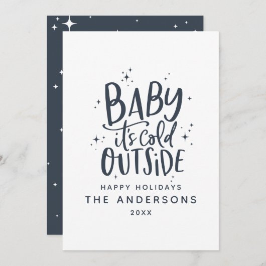 Baby buiten de typografie kerstvakantie save the date (Voorkant / Achterkant)
