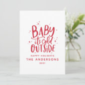 Baby buiten de typografie kerstvakantie save the date (Staand voorkant)