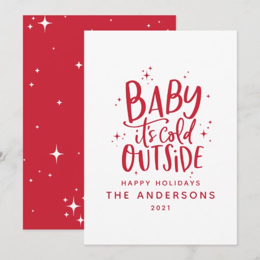 Baby buiten de typografie kerstvakantie save the date (Voorkant / Achterkant)