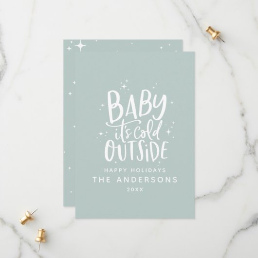 Baby buiten de typografie kerstvakantie save the date (Voorkant / Achterkant in situ)