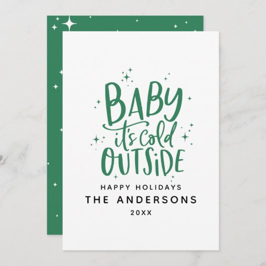 Baby buiten de typografie kerstvakantie save the date (Voorkant / Achterkant)