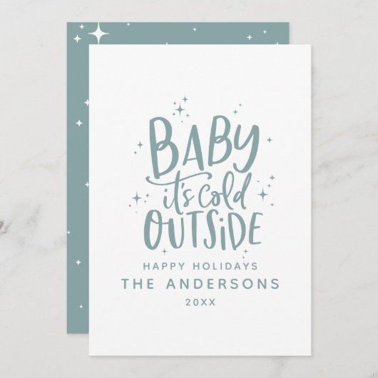 Baby buiten de typografie kerstvakantie save the date (Voorkant / Achterkant)