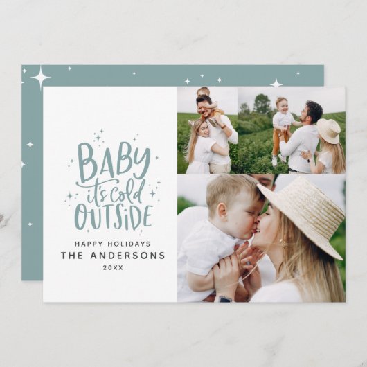 Baby buiten de typografie save the date (Voorkant / Achterkant)