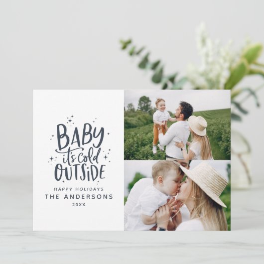 Baby buiten de typografie save the date (Staand voorkant)