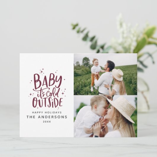 Baby buiten de typografie save the date (Staand voorkant)