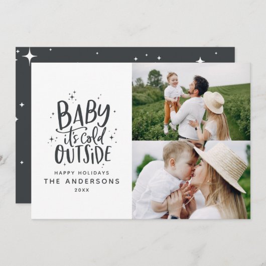 Baby buiten de typografie save the date (Voorkant / Achterkant)