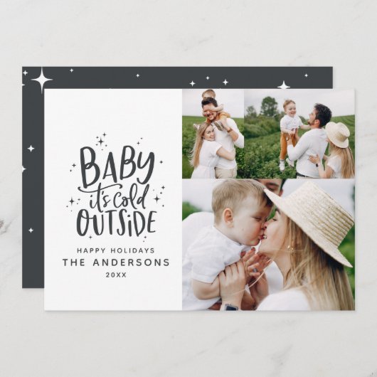 Baby buiten de typografie save the date (Voorkant / Achterkant)