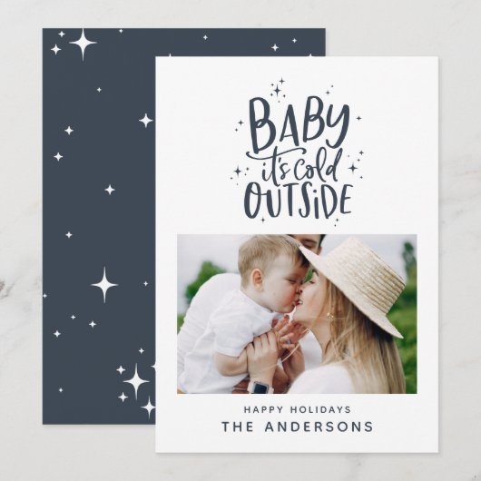 Baby buiten de typografie save the date (Voorkant / Achterkant)
