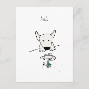 Baby Bull Terrier ontmoet de eerste vriend Briefkaart