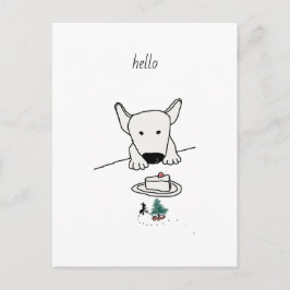 Baby Bull Terrier ontmoet de eerste vriend Briefkaart