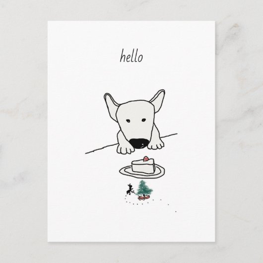 Baby Bull Terrier ontmoet de eerste vriend Briefkaart (Voorkant)