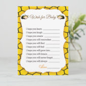 Baby Bumble bee's Baby shower Advice Card Kaart (Staand voorkant)