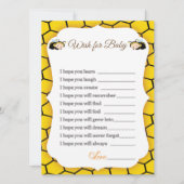 Baby Bumble bee's Baby shower Advice Card Kaart (Voorkant)