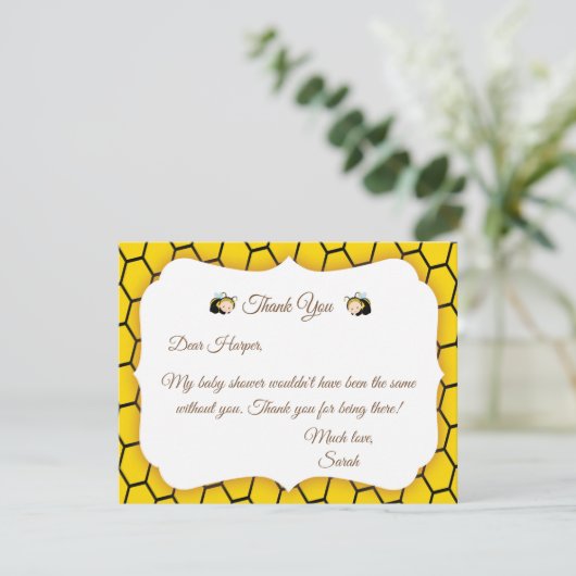 Baby Bumble Bee's Baby shower Hartelijk dank Bedankkaart (Staand voorkant)
