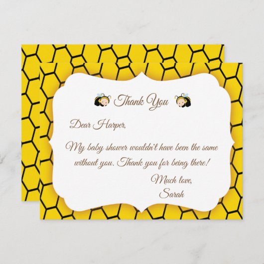 Baby Bumble Bee's Baby shower Hartelijk dank Bedankkaart (Voorkant / Achterkant)