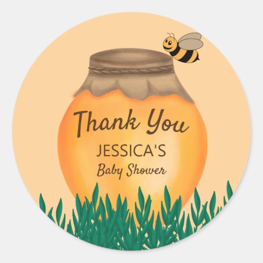 Baby Bumblebee Geel Baby shower Hartelijk dank Ronde Sticker (Voorkant)