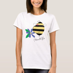 Baby Bump Blauwe Bloemige Moeder Bij T-shirt