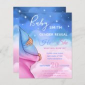 Baby Bump Cloud Sky Genderbericht Uitnodiging (Voorkant / Achterkant)