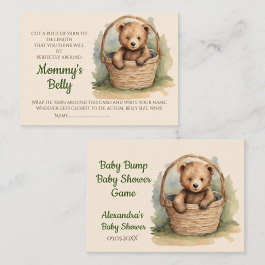 Baby Bump Game Guess Buikmaat Gender Neutraal Informatiekaartje (Voorkant / Achterkant)