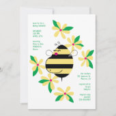 Baby Bump Mom Bee Yellow Floral Baby shower Kaart (Voorkant)