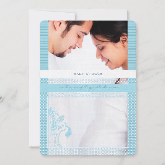 Baby Bump Photo Baby Boy Shower Kaart (Voorkant)