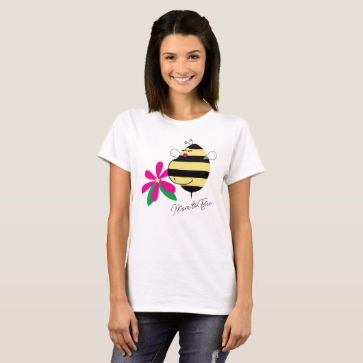 Baby Bump Pink Floral Mom to Bee T-shirt (Voorkant volledig)