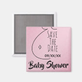 Baby Bump Pink Hearts Baby shower Bewaar de datum Magneet (Voorkant / Achterkant)
