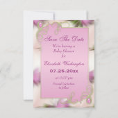 Baby Bump & Roze Magnolia Save the Date (Achterkant)