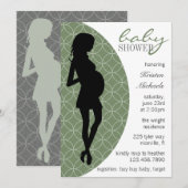 Baby Bump Silhouette nodigt [groen] uit Kaart (Voorkant / Achterkant)