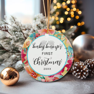 Baby Bump's eerste kerst voetafdruk vakantie Keramisch Ornament