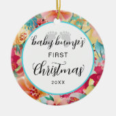 Baby Bump's eerste kerst voetafdruk vakantie Keramisch Ornament (Voorkant)